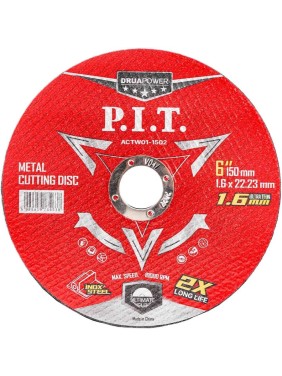 Диск отрезной по металлу P.I.T. 150x22.2x1.6 мм, 10 шт ACTW01-1502