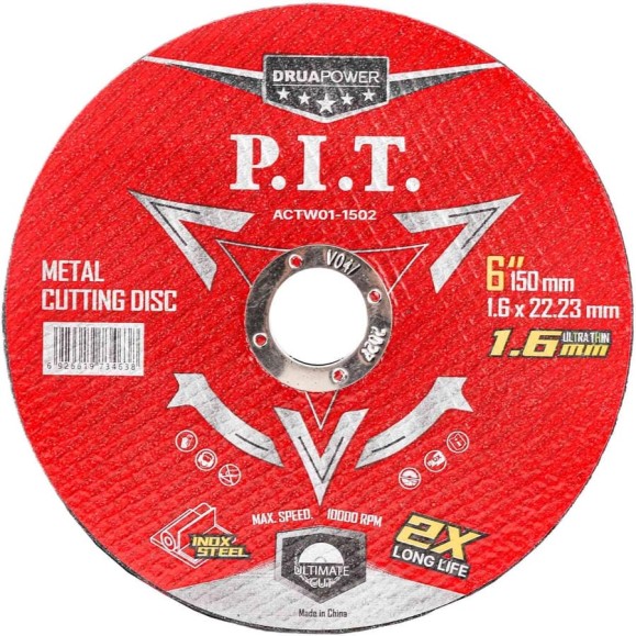 Диск отрезной по металлу P.I.T. 150x22.2x1.6 мм, 10 шт ACTW01-1502
