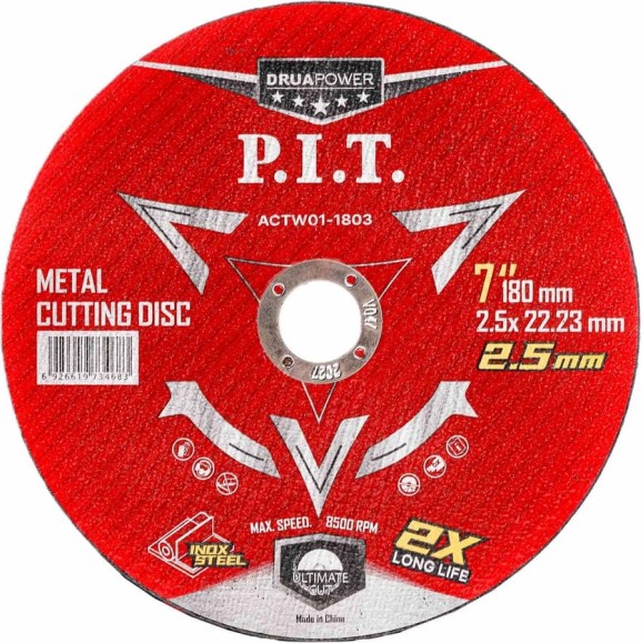Диск отрезной по металлу P.I.T. 180x22.2x2.5 мм, 10 шт ACTW01-1803