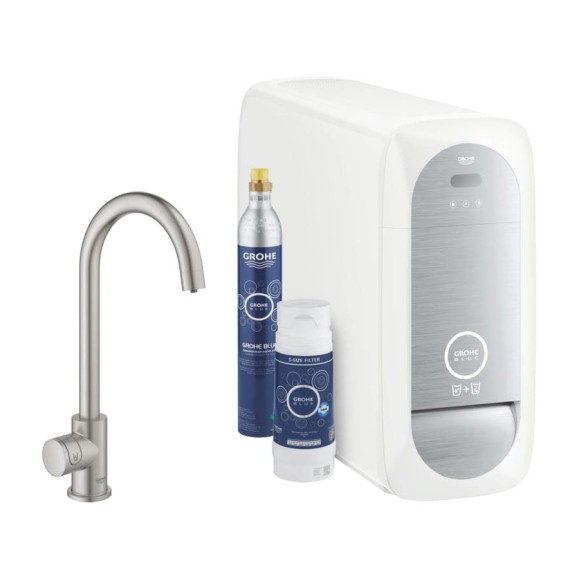 Кран для кухонной мойки Grohe Blue Home Mono с системой фильтрации, охлаждения и газирования воды, Wi-Fi, суперсталь 31498DC1 Кран для кухонной мойки Grohe Blue Home Mono с системой фильтрации, охлаждения и газирования воды, Wi-Fi, суперсталь 31498DC1