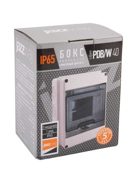 Распределительный бокс модульный навесной Jazzway PDB/W 4005 серый с прозрачной крышкой 5 модулей (Щ 5072053
