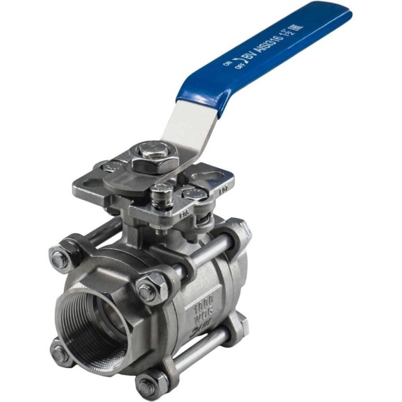 Кран шаровый NEWKEY муфтовый под привод нержавеющий (3PC), AISI316 DN40 (1_1/2), (CF8M), PN40 NK-BMTp40/6 Кран шаровый NEWKEY муфтовый под привод нержавеющий (3PC), AISI316 DN40 (1_1/2), (CF8M), PN40 NK-BMTp40/6