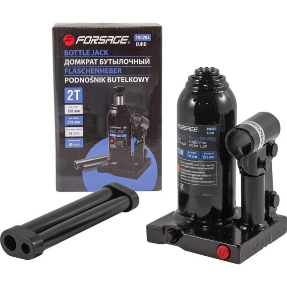 Домкрат бутылочный 2 т с клапаном Forsage F-T90204(Euro)(9599) F-T90204/Euro/(9599) Домкрат бутылочный 2 т с клапаном Forsage F-T90204(Euro)(9599) F-T90204/Euro/(9599)