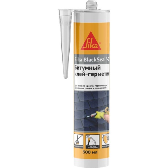 Битумный герметик черный, SIKA BlackSeal-3 300мл. 613836 Битумный герметик черный, SIKA BlackSeal-3 300мл. 613836