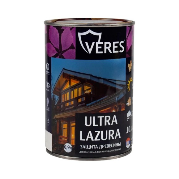 Декоративная пропитка для дерева Veres Верес Ультра Лазура №2 VU-06, полуглянцевая, 9 л, сосна 281389 Декоративная пропитка для дерева Veres Верес Ультра Лазура №2 VU-06, полуглянцевая, 9 л, сосна 281389