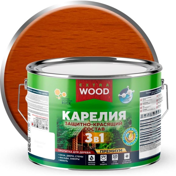 Защитно-красящий состав Farbitex 3в1 для древесины Карелия Орегон (9 л) WOOD EX 4300016987 Защитно-красящий состав Farbitex 3в1 для древесины Карелия Орегон (9 л) WOOD EX 4300016987