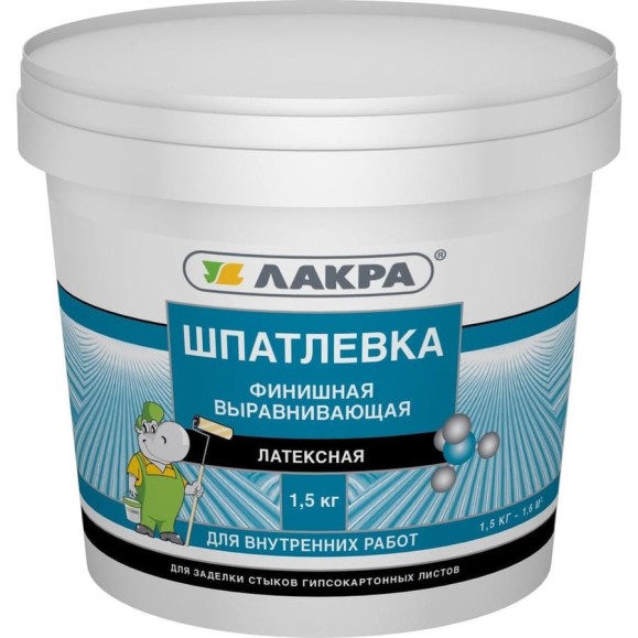 Шпатлевка латексная финишная выравнивающая 1.5 кг Лакра 0008045