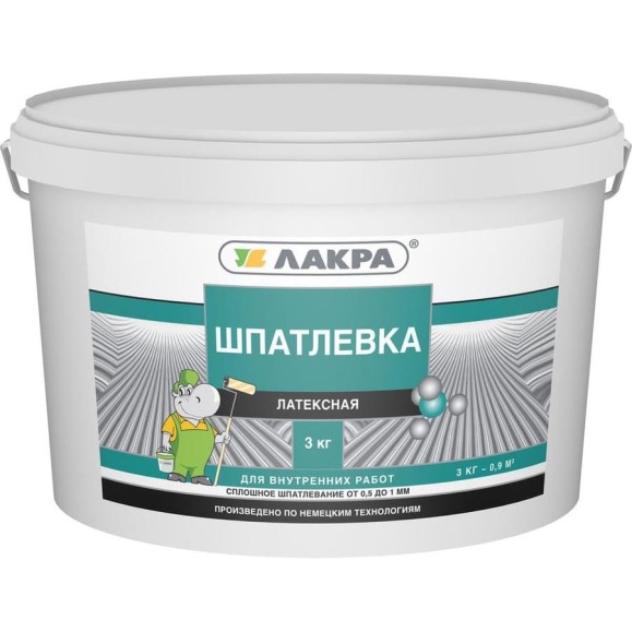 Шпатлевка латексная для внутренних работ 3 кг Лакра 0008042 Шпатлевка латексная для внутренних работ 3 кг Лакра 0008042