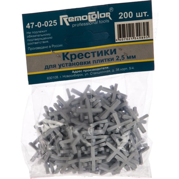 Крестики (200 шт; 2.5 мм) для плитки РемоКолор 47-0-025 Крестики (200 шт; 2.5 мм) для плитки РемоКолор 47-0-025