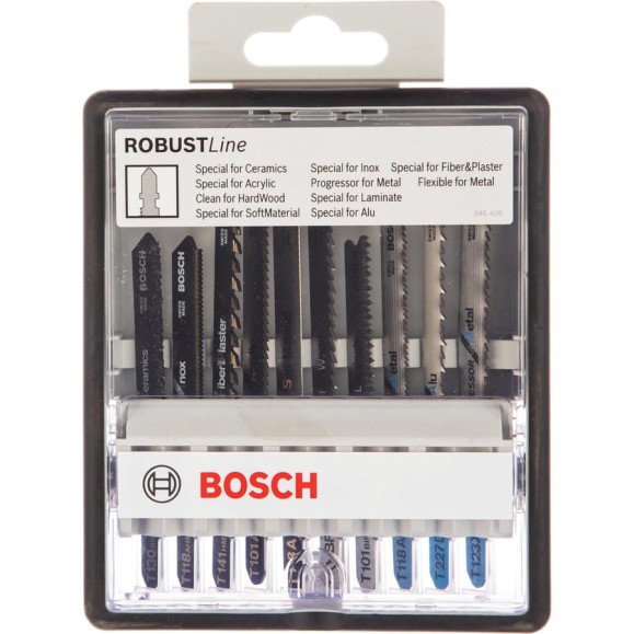 Набор пильных полотен для лобзика (10 шт.) Bosch 2607010574 Набор пильных полотен для лобзика (10 шт.) Bosch 2607010574