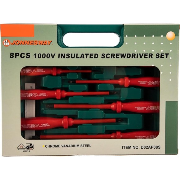 Набор диэлектрических отверток SL 0,4х2,5х85-1,2х6,5х150 и PH Jonnesway D02AP08S