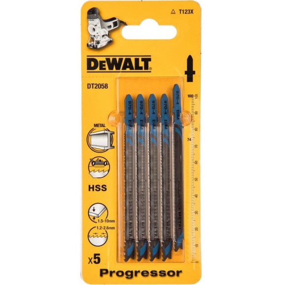 Пилки для лобзика по металлу (100 мм; шаг зубьев 1.2-2.6 мм) 5 шт. DEWALT DT 2058