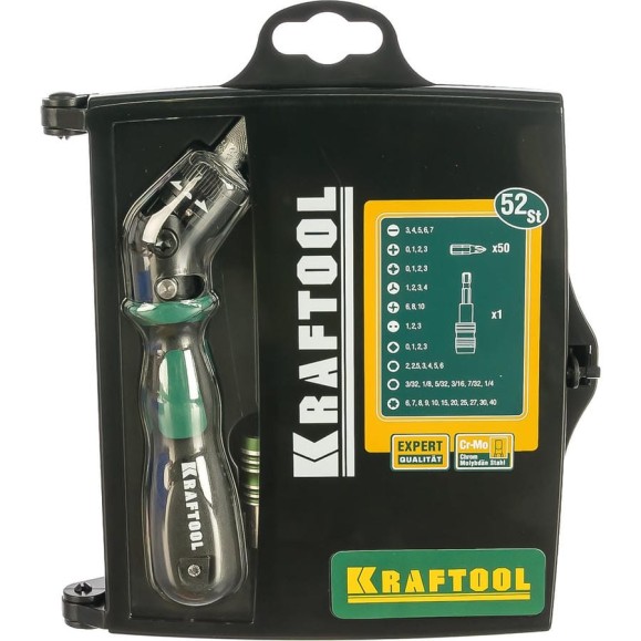 Реверсивно-рычажная отвертка Kraftool EXPERT 25555-H52 Реверсивно-рычажная отвертка Kraftool EXPERT 25555-H52