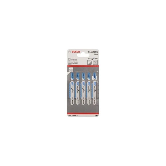 Пилка (T 118 GFS; 5 шт) для лобзика Basic for Inox Bosch 2608636496