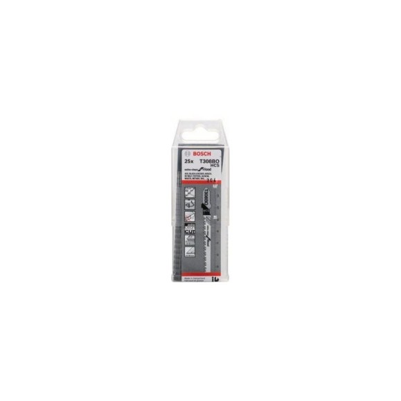 Пилка (T 308 BO; 25 шт) по дереву для лобзика Extra-Clean for Wood Bosch 2608663869 Пилка (T 308 BO; 25 шт) по дереву для лобзика Extra-Clean for Wood Bosch 2608663869