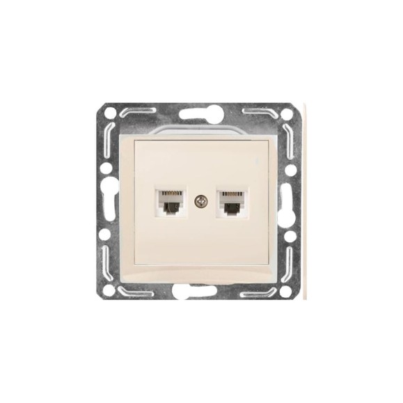 Двухместная телефонная розетка Volsten V01-12-F22-M, RJ-11, Magenta Crema, 9056 Двухместная телефонная розетка Volsten V01-12-F22-M, RJ-11, Magenta Crema, 9056