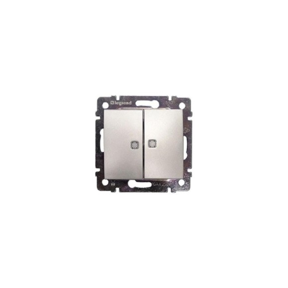 Выключатель Legrand двухклавишный с подсветкой Legrand Valena 10А 250В схема 5L безвинтовые зажимы алюминий 694344 Выключатель Legrand двухклавишный с подсветкой Legrand Valena 10А 250В схема 5L безвинтовые зажимы алюминий 694344