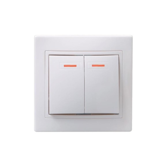 Выключатель GENERICA КВАРТА 2кл в сборе скр,бел с индик EVK21-K01-10-DM Выключатель GENERICA КВАРТА 2кл в сборе скр,бел с индик EVK21-K01-10-DM
