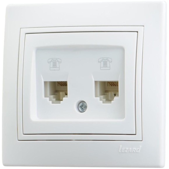 Компьютерная+телефонная розетка Lezard СП Мира RJ45+RJ 11 белая с белой вставкой 701-0202-143