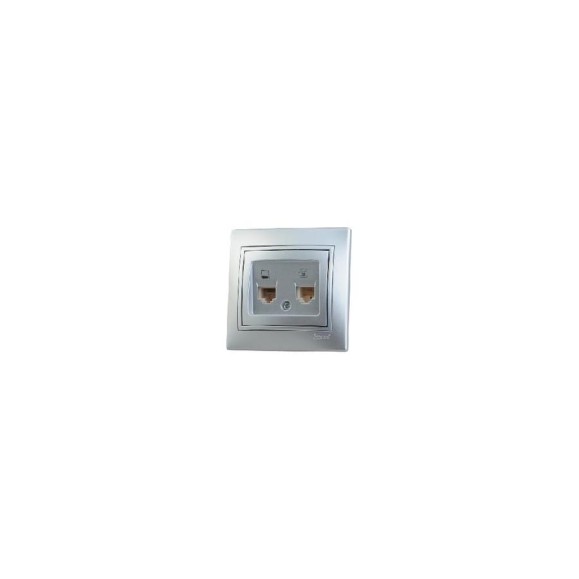 Компьютерная+телефонная розетка Lezard СП Мира RJ45+RJ11 серый металик 701-1010-143 Компьютерная+телефонная розетка Lezard СП Мира RJ45+RJ11 серый металик 701-1010-143
