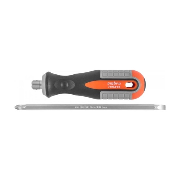 Двусторонняя стержневая отвертка РН2,SL6x150мм Ombra ROUND GRIP 756215 55777