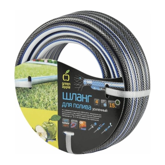 Усиленный шланг для полива GREEN APPLE 12 мм, 1/2" х 15 м Б0003086 Усиленный шланг для полива GREEN APPLE 12 мм, 1/2" х 15 м Б0003086