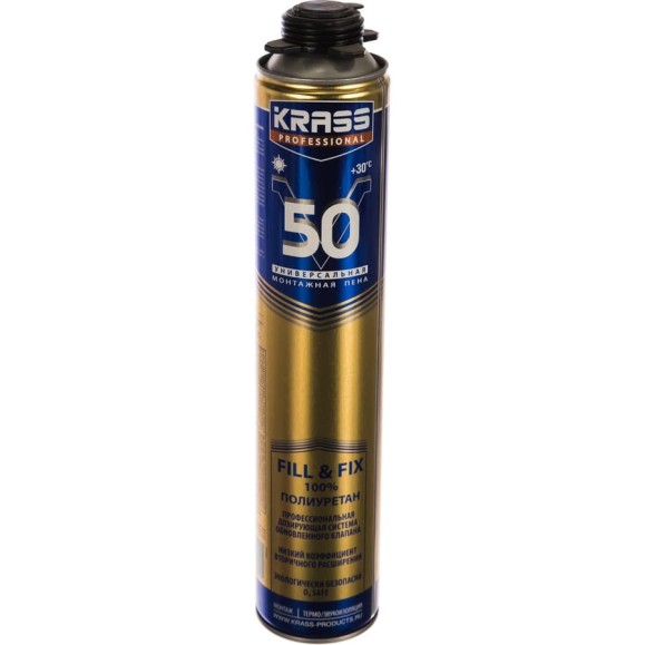 Монтажная пена KRASS Professional V50 пистолетная 0,75 л 90005180665 Монтажная пена KRASS Professional V50 пистолетная 0,75 л 90005180665