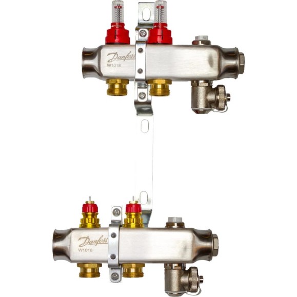 Комплект коллекторов Danfoss SSM-2F с расходомерами и кронштейнами 2 контура 088U0952