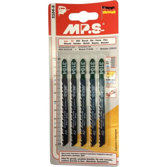 Пилки (115х95х4 мм; 5 шт.) по древесине, фанере, ДСП MPS 3104-5 Пилки (115х95х4 мм; 5 шт.) по древесине, фанере, ДСП MPS 3104-5