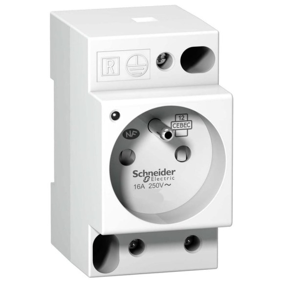 Модульная розетка Systeme Electric, щитовая, iPC, DIN, 2П+T, 16A, 250В, НЕМ A9A15310