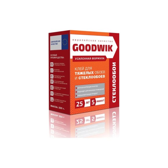 Клей для тяжелых обоев и стеклообоев Goodwik 220 гр С 25 Клей для тяжелых обоев и стеклообоев Goodwik 220 гр С 25