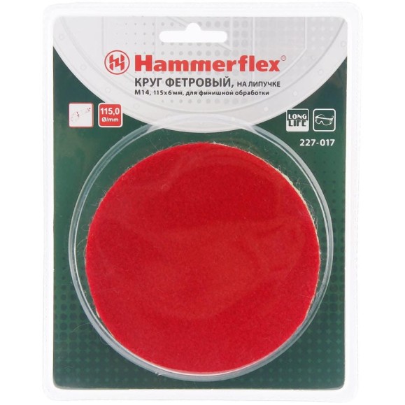 Диск полировальный на липучке Flex 227-017 PD M14 FL (115x6 мм; войлок) HAMMER 62193 Диск полировальный на липучке Flex 227-017 PD M14 FL (115x6 мм; войлок) HAMMER 62193