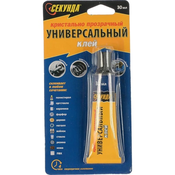 Универсальный клей Секунда 30 мл, прозрачный 403-108 Универсальный клей Секунда 30 мл, прозрачный 403-108