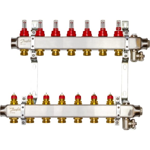 Комплект коллекторов Danfoss SSM-7F с расходомерами и кронштейнами 7 контуров 088U0957 Комплект коллекторов Danfoss SSM-7F с расходомерами и кронштейнами 7 контуров 088U0957