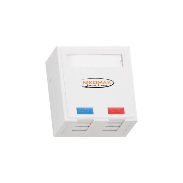 Настенная розетка NIKOMAX 2 порта, со шторками, белая NMC-WO2SD2-FT-ST-WT