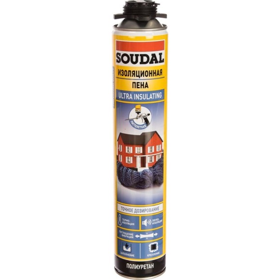 Изоляционная пена SOUDAL пистолетная 750 мл 134521 Изоляционная пена SOUDAL пистолетная 750 мл 134521