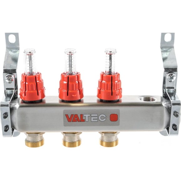 Коллекторная группа со встроенными расходомерами VALTEC в сборе, 1х3 выходов, Евроконус 3/4 VTc.586.EMNX.0603