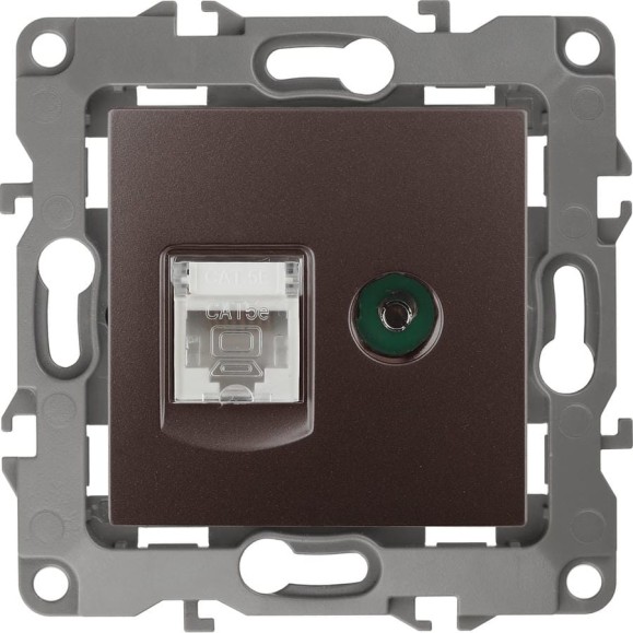 Комбинированная розетка ЭРА 12-3110-13 RJ45 TV, IP20, 12, бронза Б0027448 Комбинированная розетка ЭРА 12-3110-13 RJ45 TV, IP20, 12, бронза Б0027448