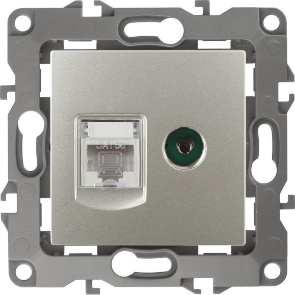 Комбинированная розетка ЭРА 12-3110-15 RJ45 TV, IP20, 12, перламутр Б0027450 Комбинированная розетка ЭРА 12-3110-15 RJ45 TV, IP20, 12, перламутр Б0027450