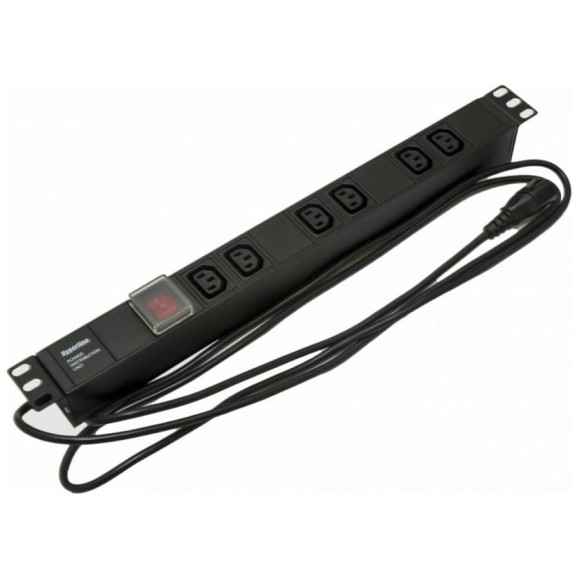 Блок розеток Hyperline SHE19-6IEC-S-2.5IEC для 19 шкафов 397025 Блок розеток Hyperline SHE19-6IEC-S-2.5IEC для 19 шкафов 397025
