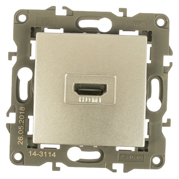 Розетка HDMI ЭРА 14-3114-03 IP20, Elegance, алюминий Б0034334 Розетка HDMI ЭРА 14-3114-03 IP20, Elegance, алюминий Б0034334