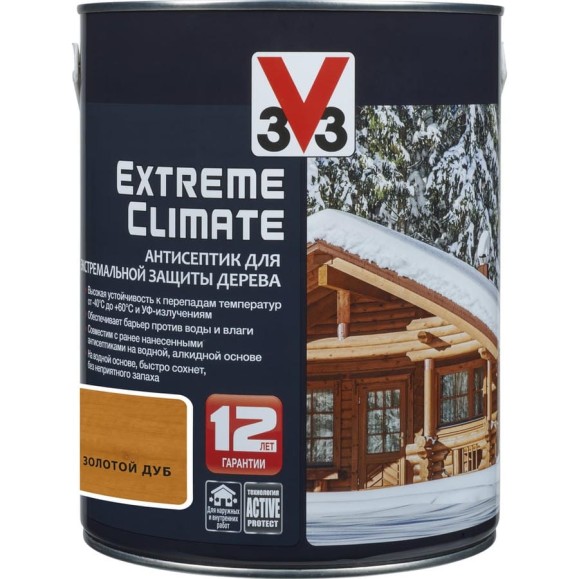 Акриловый антисептик для дерева V33 EXTREME CLIMATE полуглянец, золотой дуб 117436 Акриловый антисептик для дерева V33 EXTREME CLIMATE полуглянец, золотой дуб 117436