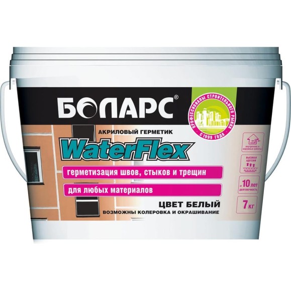 Герметик акриловый БОЛАРС Вотерфлекс/WaterFlex, 7 кг 00000003092 Герметик акриловый БОЛАРС Вотерфлекс/WaterFlex, 7 кг 00000003092