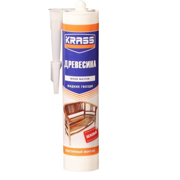 Клей жидкие гвозди KRASS для древесины, Эластичный монтаж Древесина, бежевый 300 мл 90003549091