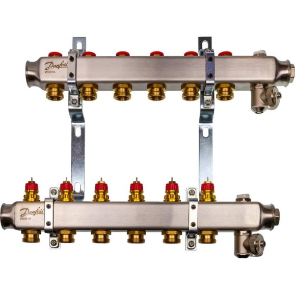 Комплект коллекторов Danfoss SSM-6 с кронштейнами для 6 контуров 088U0976 Комплект коллекторов Danfoss SSM-6 с кронштейнами для 6 контуров 088U0976