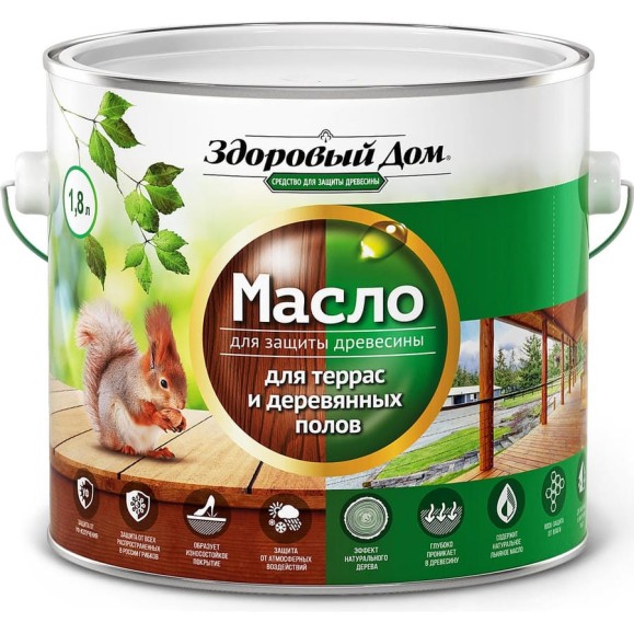 Масло для террас и деревянных полов Здоровый Дом палисандр 1,8 л Лк-00009569 Масло для террас и деревянных полов Здоровый Дом палисандр 1,8 л Лк-00009569