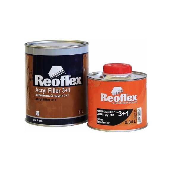 Акриловый грунт Reoflex 3+1 1 л, черный RX F-04/1000 B Акриловый грунт Reoflex 3+1 1 л, черный RX F-04/1000 B