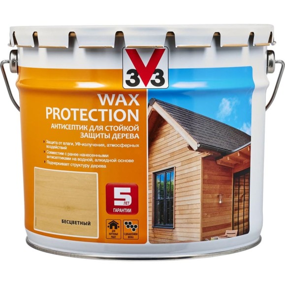 Алкидный антисептик для дерева с добавлением воска V33 WAX PROTECTION бесцветный 117380 Алкидный антисептик для дерева с добавлением воска V33 WAX PROTECTION бесцветный 117380
