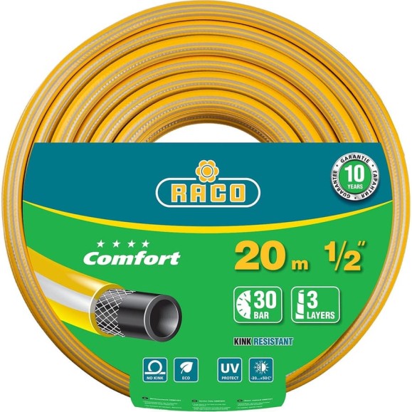 Поливочный армированный 3-х слойный шланг Raco COMFORT 1/2"x20м 40303-1/2-20_z01 Поливочный армированный 3-х слойный шланг Raco COMFORT 1/2"x20м 40303-1/2-20_z01