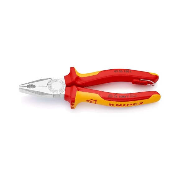 Плоскогубцы комбинированные, со страховочным креплением, 180 мм KNIPEX KN-0306180TBK Плоскогубцы комбинированные, со страховочным креплением, 180 мм KNIPEX KN-0306180TBK